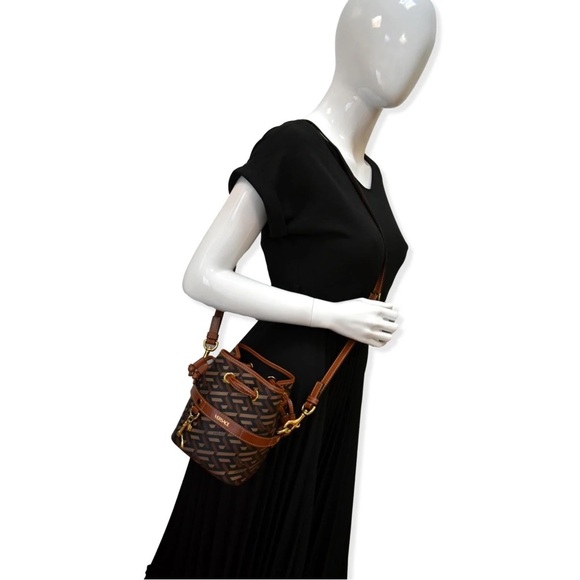 BRAND NEW - VERSACE - La Greca Mini Bucket Bag Black Caramel - Picture 6 of 6